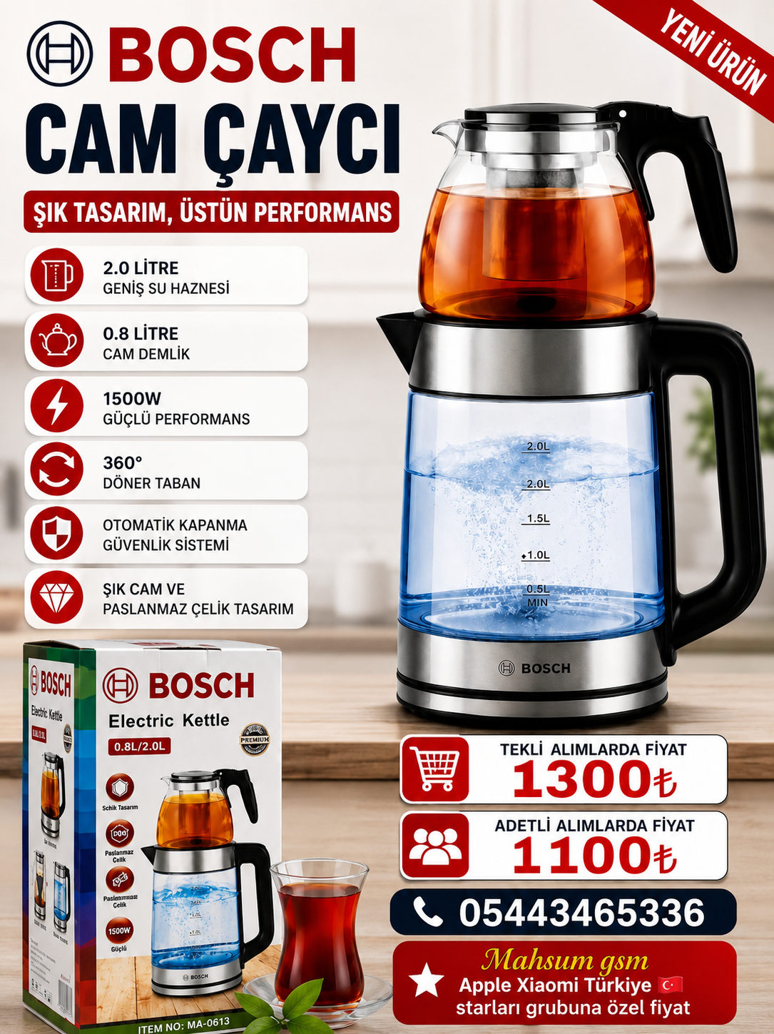 Bosch çaycı (cam)